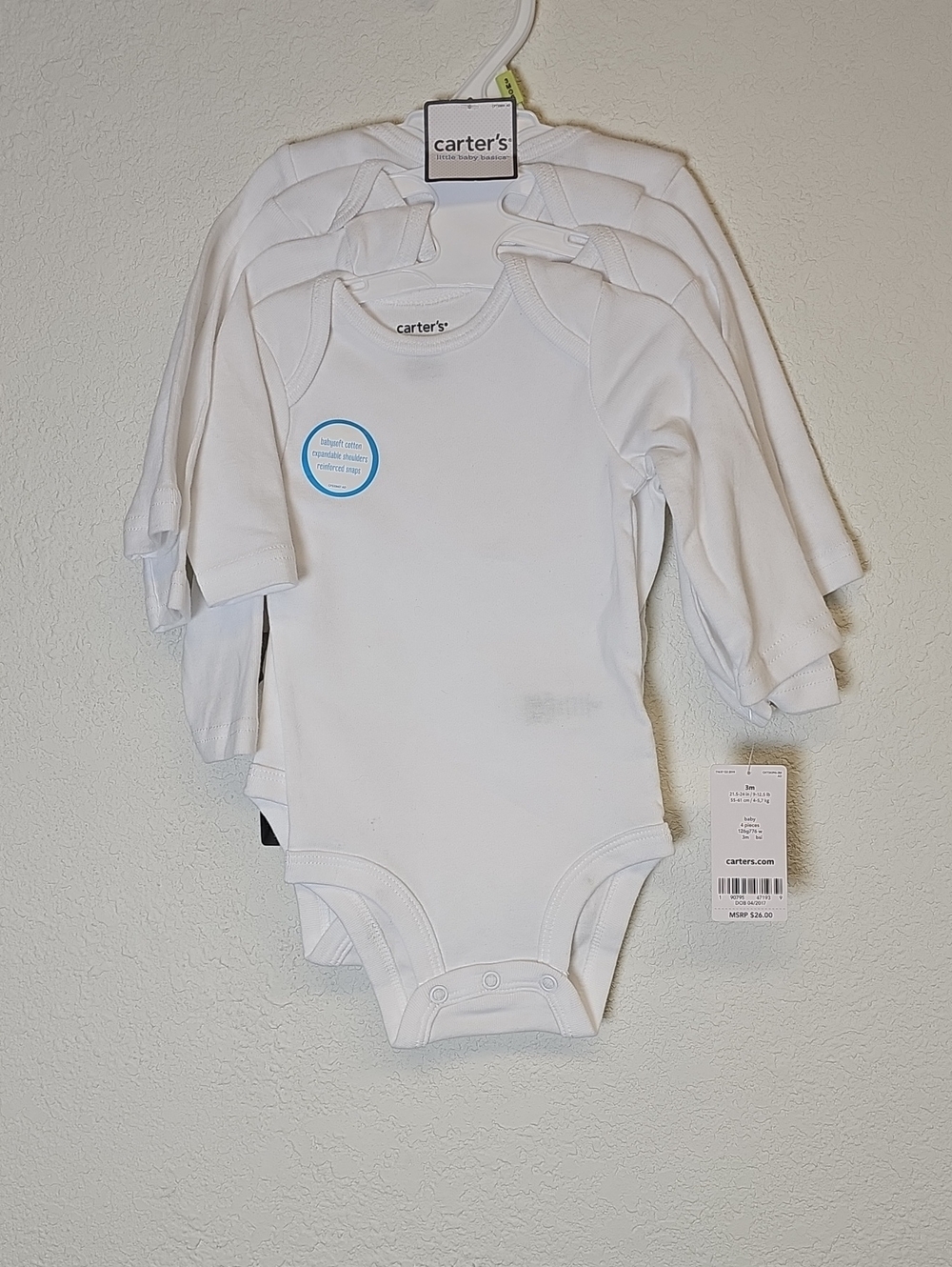 Carter's White Long-Sleeve Baby Bodysuit Set Onesie